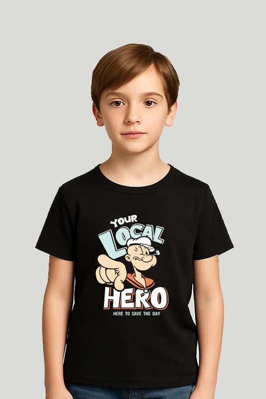 Your Local Hero Popeye Kids Tee – Black
