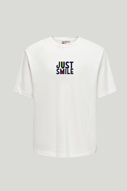 Just Smile Urban Drop Tee - White