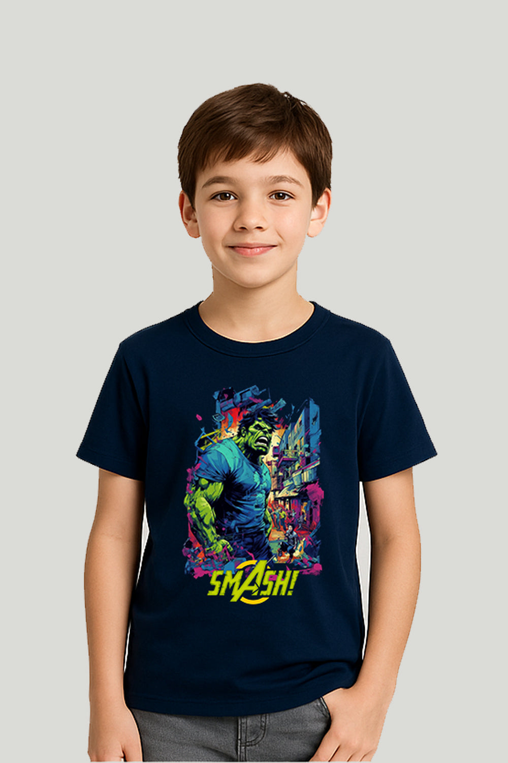 Hulk Smash Kids Tee - Navy Blue
