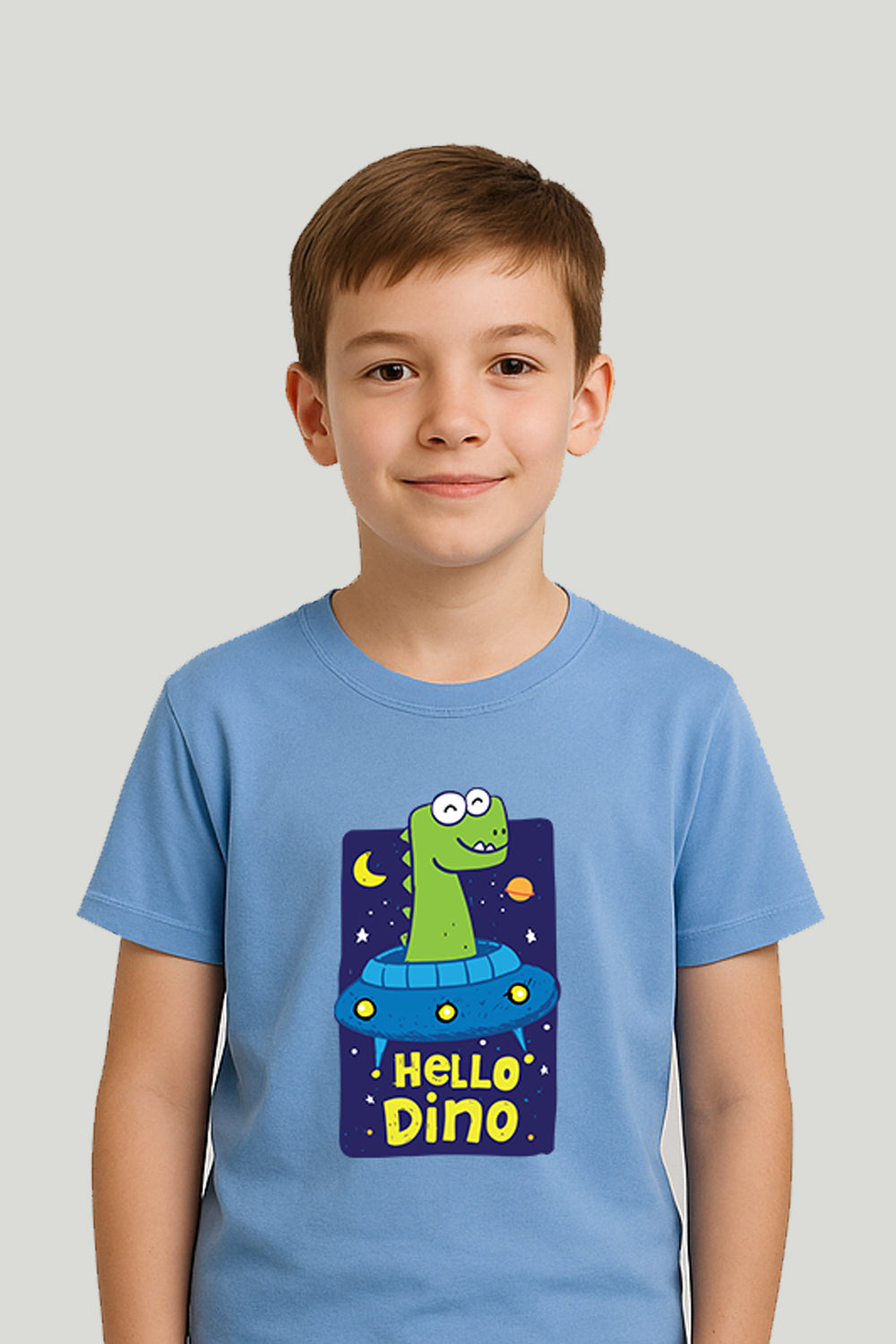Hello Dino Graphic Tee - Sky Blue