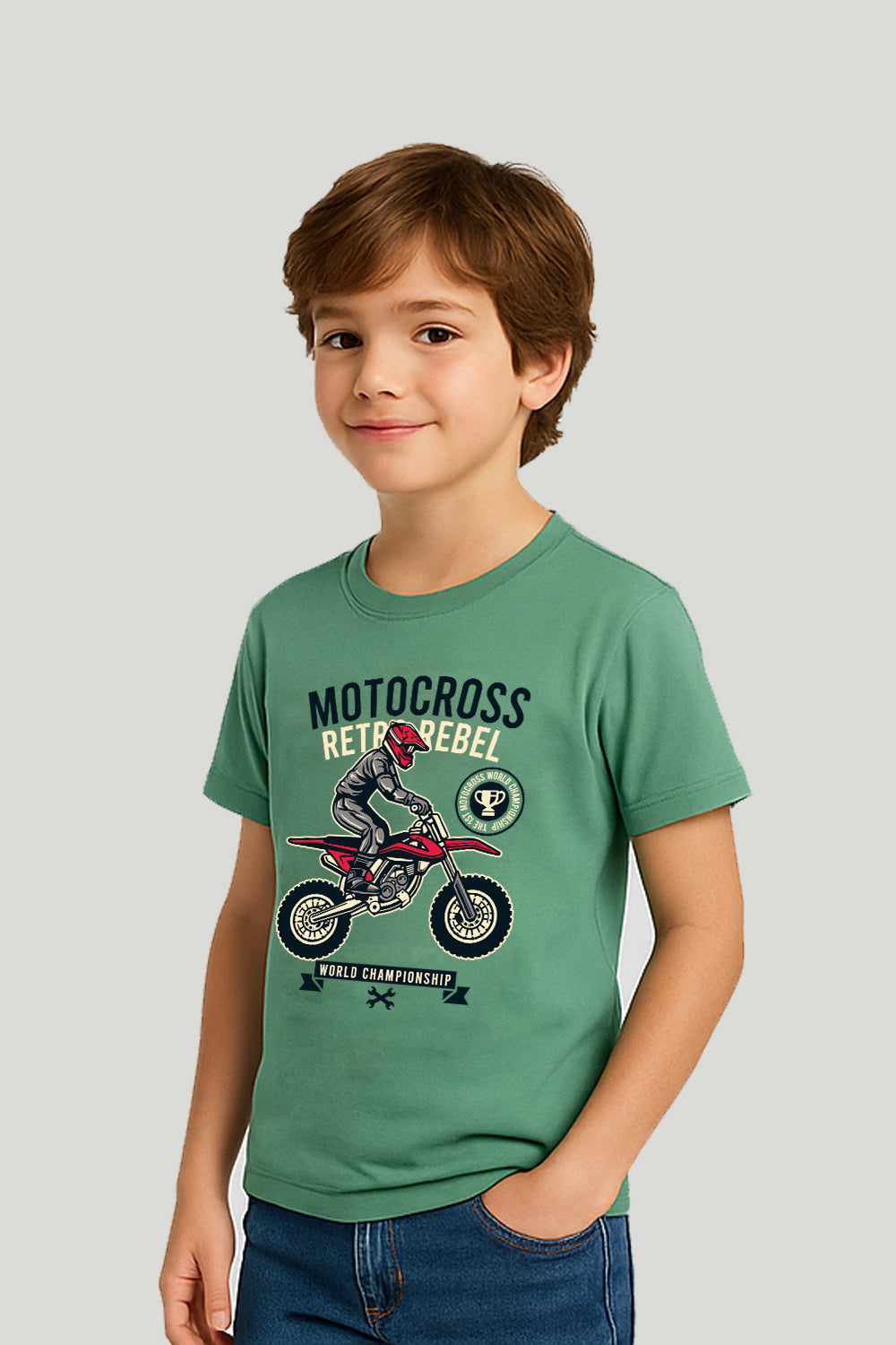 Moto Racer Kids Tee- Mint Green