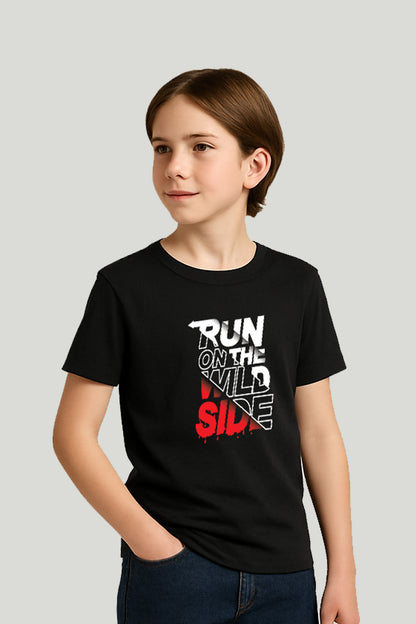 Run On The Wild Side Kids Tee - Black
