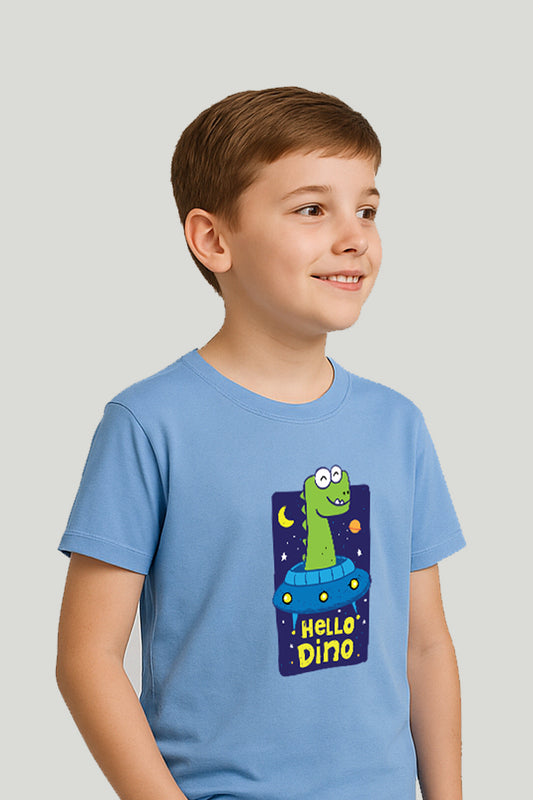 Hello Dino Graphic Tee - Sky Blue