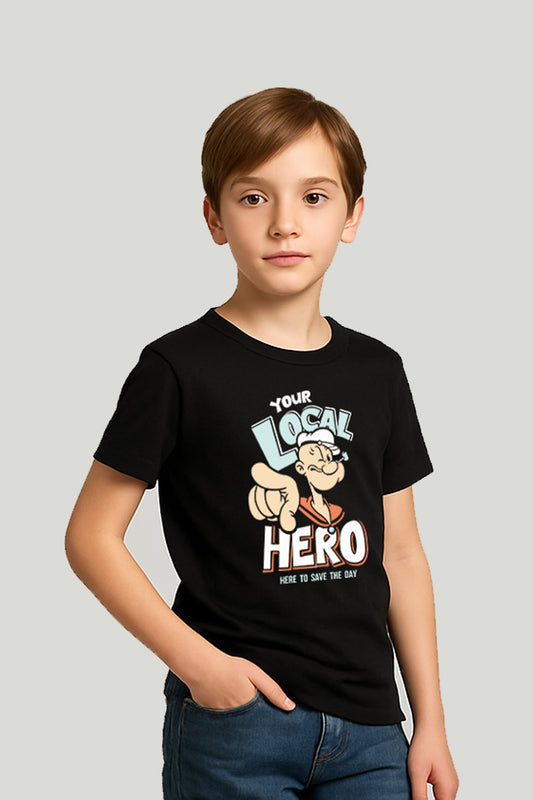 Your Local Hero Popeye Kids Tee – Black