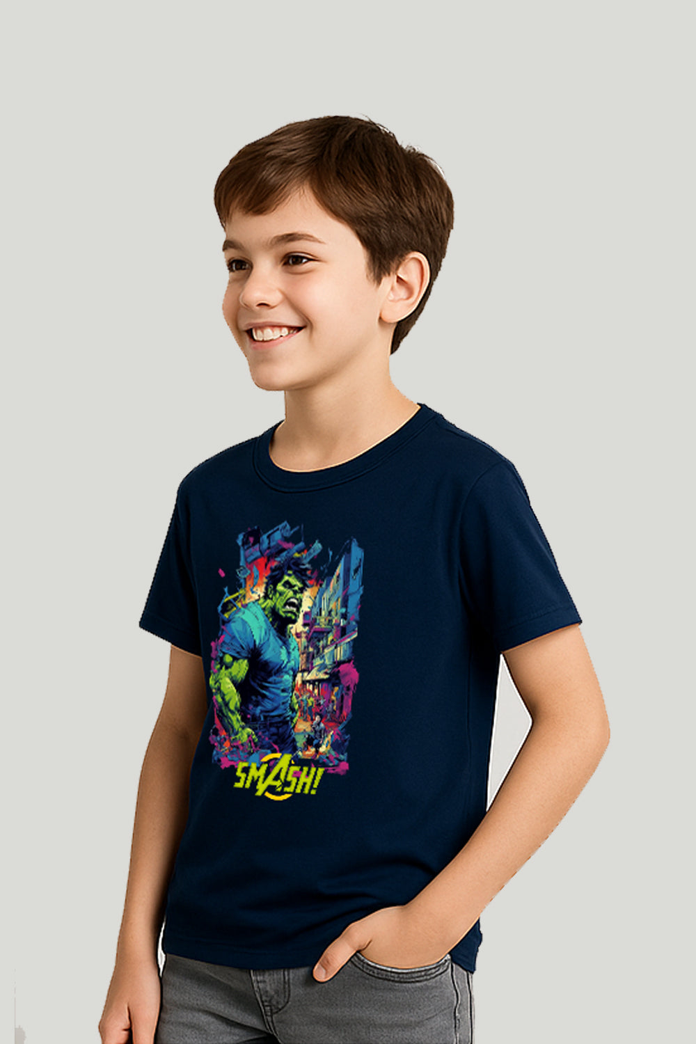 Hulk Smash Kids Tee - Navy Blue