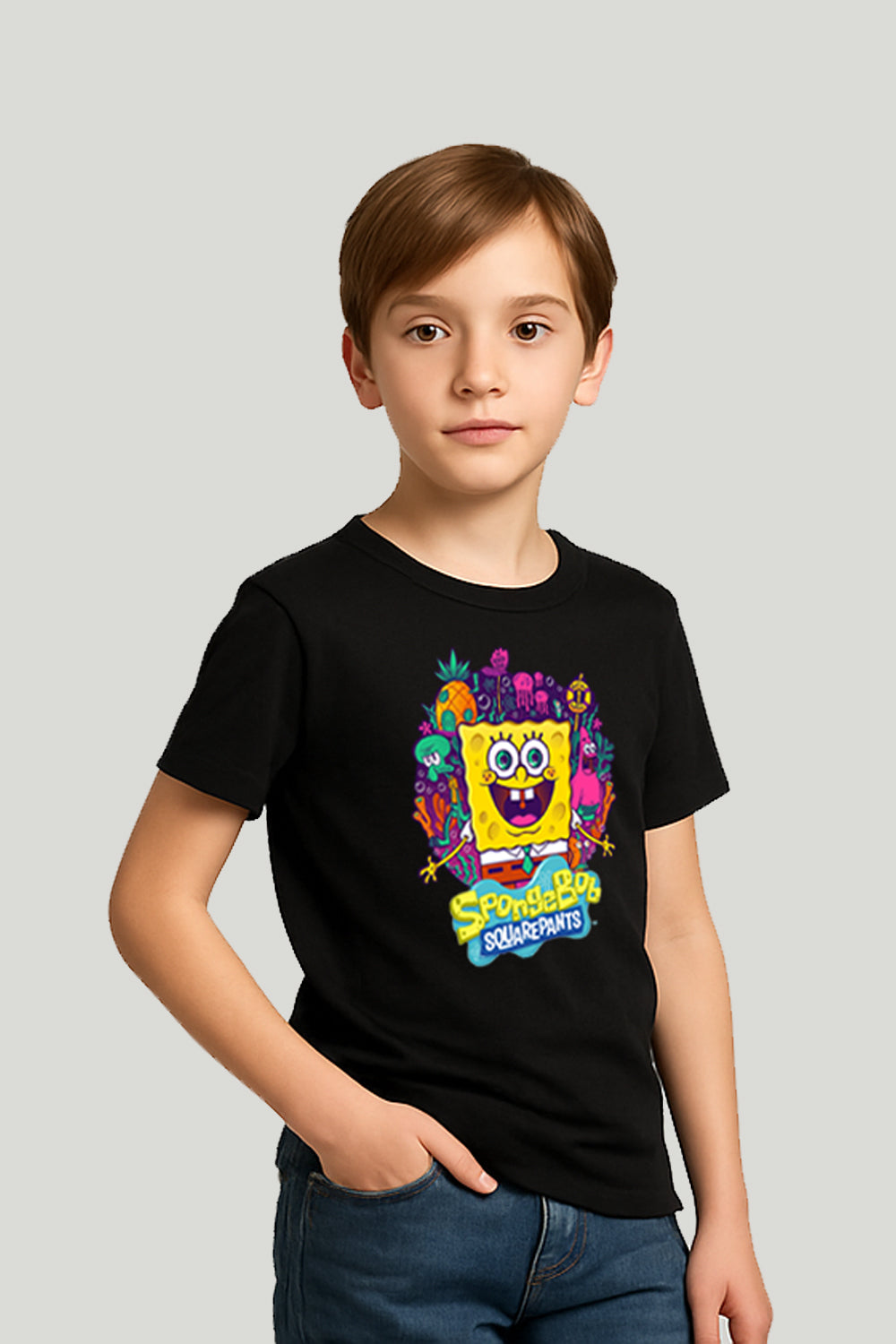 Sponge Bob Square Pants Graphic Tee - Black