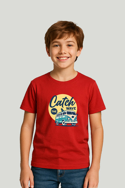 Catch Th Waves Kids Tee - Red