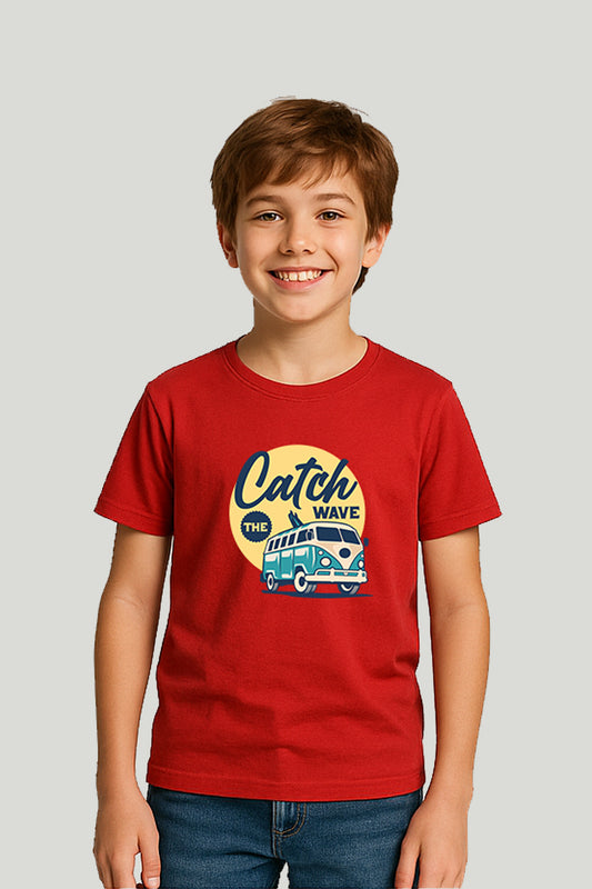 Catch Th Waves Kids Tee - Red