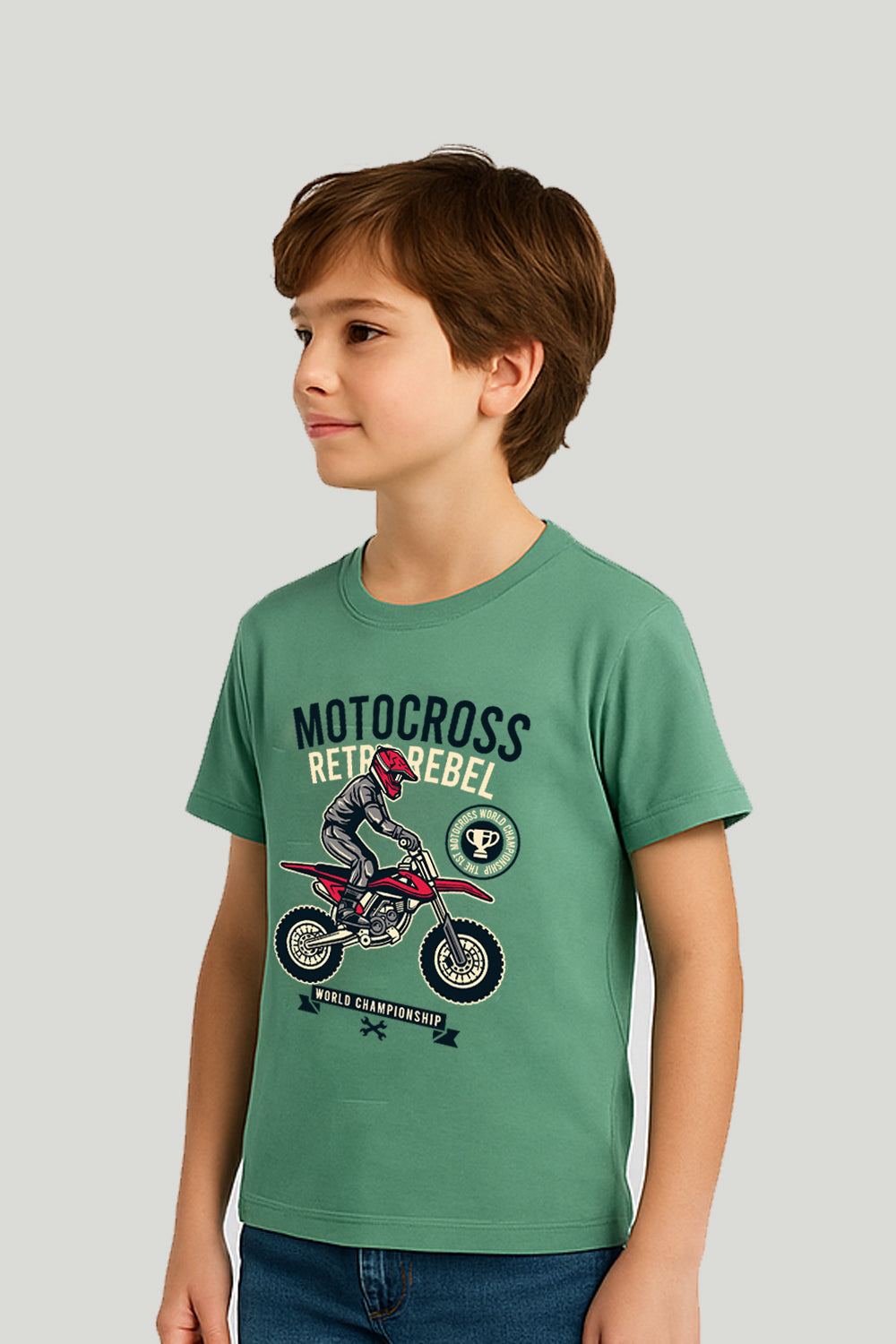 Moto Racer Kids Tee- Mint Green