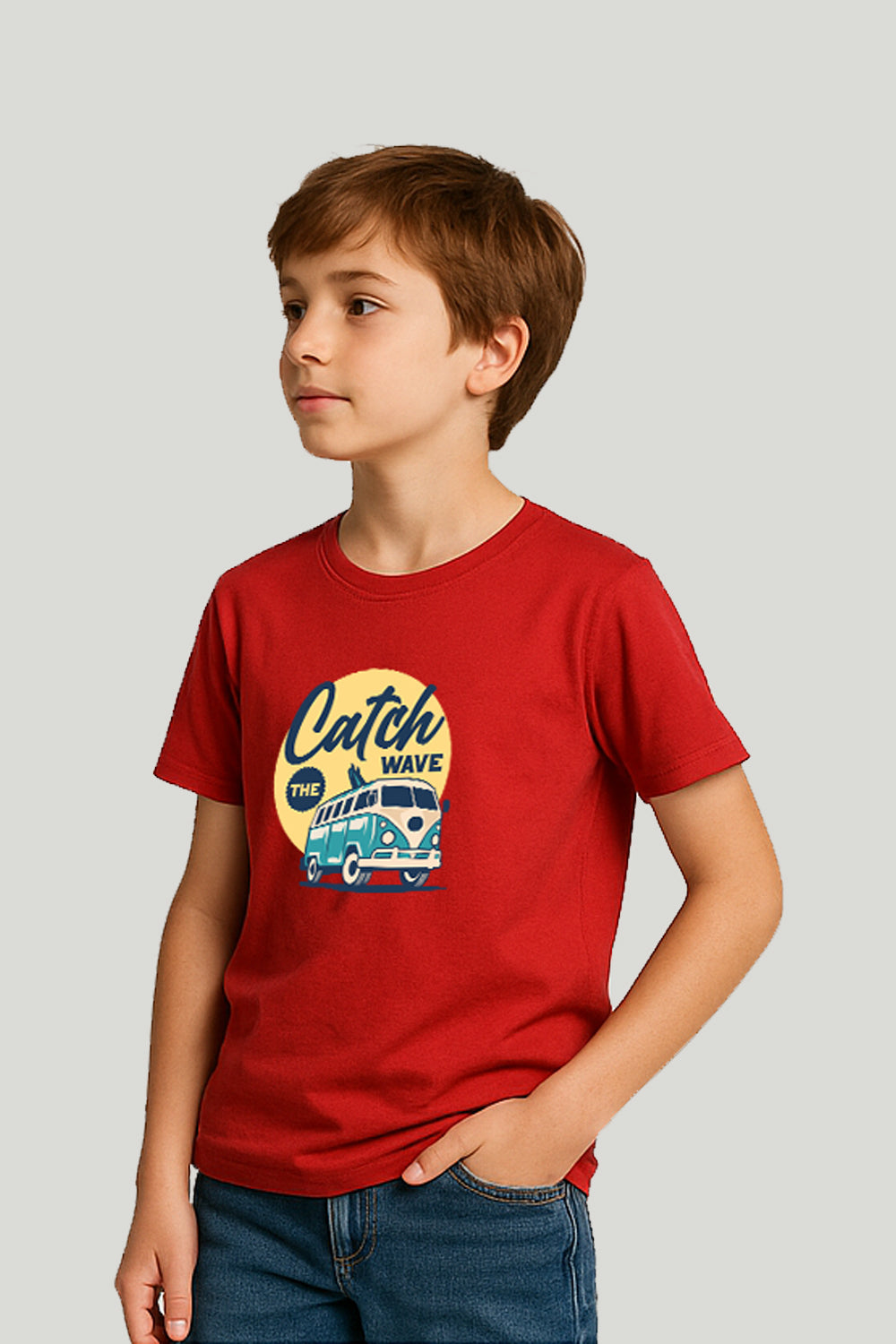 Catch Th Waves Kids Tee - Red