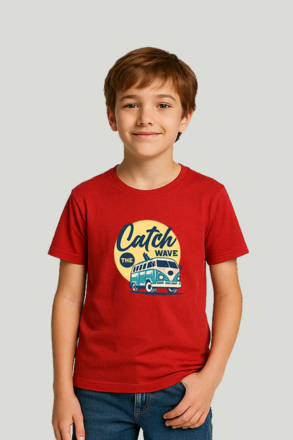 Catch Th Waves Kids Tee - Red