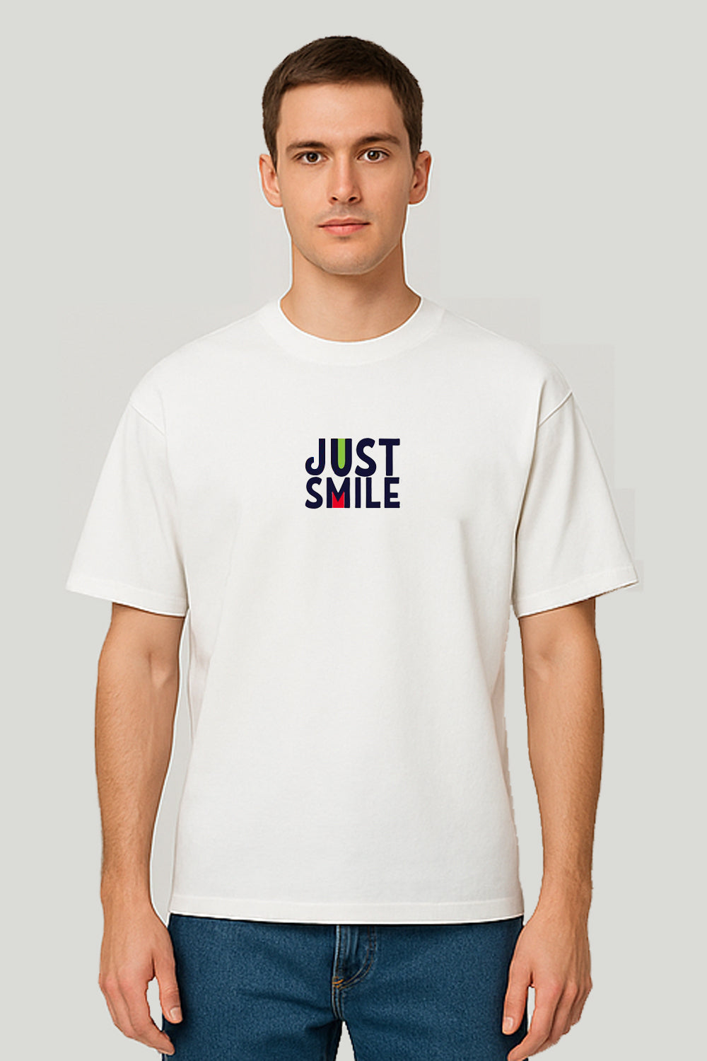 Just Smile Urban Drop Tee - White