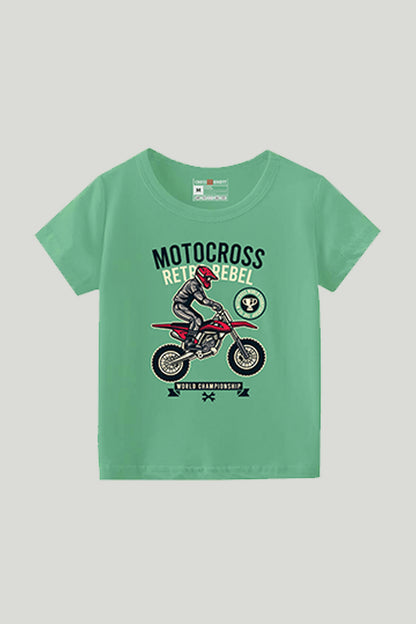Moto Racer Kids Tee- Mint Green