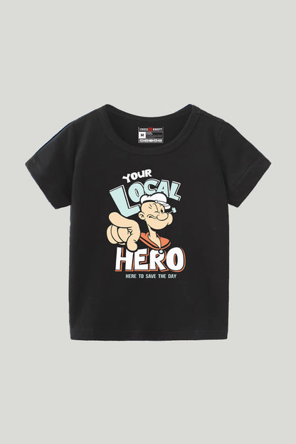 Your Local Hero Popeye Kids Tee – Black