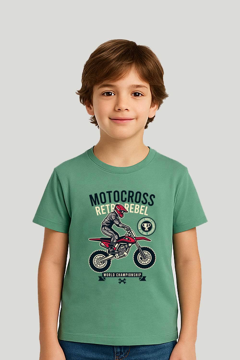 Moto Racer Kids Tee- Mint Green
